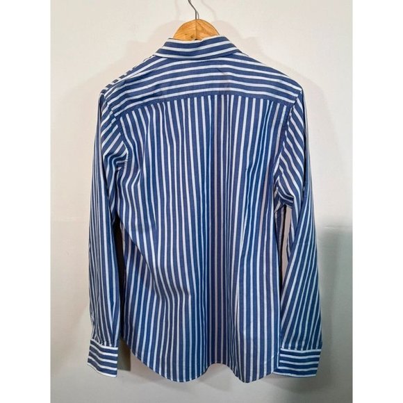 ✨5 for $15✨ Men’s Express Blue & White Button Down Fitted Dress Shirt - Picture 5 of 10
